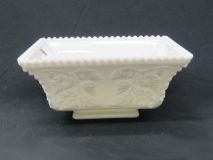 Beaded Paneled Grape 9-1/8" Milk Glass Flared Bowl Westmoreland 1950-80's 