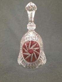Vintage Cranberry & Clear Sun Burst Crystal 7-1/8" Bell
