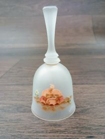 Vintage Westmoreland 4-1/2" White Frosted Signed Hand Painted Pig Bell 1970's era