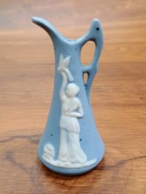 Miniature Wedgwood Style 2-3/4" Pitcher Blue & White Occupied Japan 1945-1952 Era 
