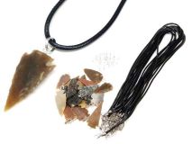 Knapped Agate Arrowhead Necklace Kit with Wax Cord Blanks