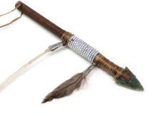 Knapped Agate Arrowhead Decorated Talking Stick Apx 6 1/2"