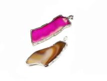 Agate Slice Pendant with Silver Wrapped Edges with Bail