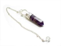 Amethyst Pendulum on Silver Chain with Crystal Ball 