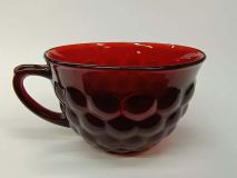 Anchor Hocking Red Royal Ruby Bubble Bullseye Tea Cup 1963 Era