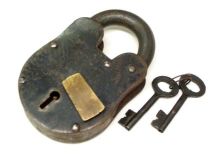 Antique Style Padlock and Skeleton Key Set 5" Jumbo