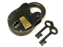 Antique Style Padlock and Skeleton Key Set 4 1/4" XL