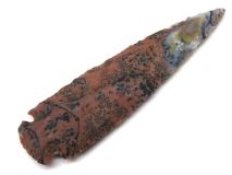 Dovetail Knapped Speckled Agate Arrowhead 4-3/4" L #5B