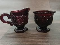 Vintage Avon 1876 Cape Cod Ruby Red Cream And Sugar Set 1975 - 1993's Era