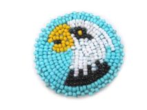 Bald Eagle 1-3/4" Seed Bead Rosette Beadwork