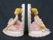 Ballerina on Heart Shape Pillow Bookends 6-3/8" Set