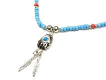Bear Claw Pendant 20" Necklace with Feathers