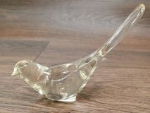 Vintage Clear Glass Bird Figurine 4-3/4 " Tall