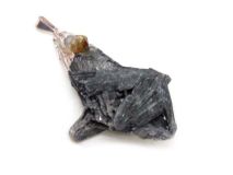 Black Kyanite Pendant 2 1/8" with Citrine Druze Nugget #CB03 