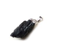 Black Tourmaline Pendant Charm 1" with Silver Bail #TR05