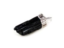 Black Tourmaline Pendant Charm 1 1/4" with Silver Bail #TR06