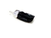 Black Tourmaline Pendant Charm 1 1/8" With Silver Bail #TR07