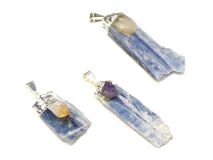 Blue Kyanite Pendant Charm with 3 Gemstone Nugget Choices