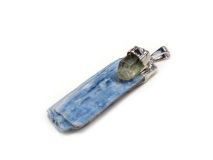 Blue Kyanite Pendant 1 3/4" L  with Crystal Quartz Prism and Silver Bale #Cry03