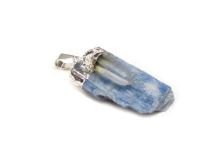 Blue Kyanite Pendant 1 1/4" L with Crystal Quartz Prism and Silver Bale #Cry04