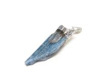 Blue Kyanite Pendant 1 5/8" L  with Crystal Quartz Prism and Silver Bale #Cry05