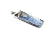 Blue Kyanite Pendant 1 3/4" L  with Crystal Quartz Prism and Silver Bale #Cry06