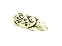 Turtle Pendant 1 3/4"  Bone with Black Detail