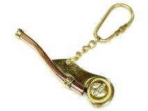 Bosun Whistle 3 3/8" Copper and Brass with Keychain 