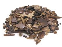 Assorted Colors, Sizes and Shapes of Buffalo Bone Beads by the LB apx 350 pieces 