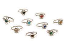 Sterling Silver Cab Rings with Polished Round Top Gemstone Bulk
