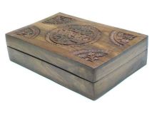 Carved Wooden Jewelry Box 9" x 6"