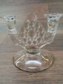 Westmoreland No.1000 6-1/2" Thousand Eye Two-Light Crystal Candelabra 1940'S Era 