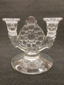 Westmoreland No.1000 6-1/2" Thousand Eye Two-Light Crystal Candelabra 1940's Era Flea bite