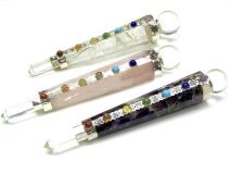 6" to 7" Deluxe Chakra Gemstone Wands Healing Stick 3 Stone Choices