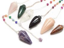 Deluxe Gemstone Pendulum with Chakra Gemstone Chain 6 Stone Choices
