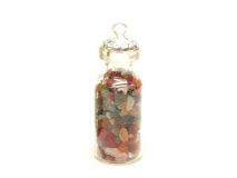 Tumbled Stone in a Bottle Pendant with Silver Cap Hoop 