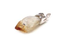 Citrine Quartz Pendant 1 1/4" with Silver Foiling and Bail #CT01
