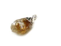 Citrine Quartz Pendant 1 1/8" with Silver Foiling and Bail #CT02