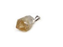 Citrine Quartz Pendant 7/8" with Silver Foiling and Bail #CT04