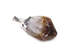 Citrine Quartz Pendant  1-3/8" with Silver Foiling and Bail #CT03