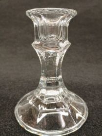 Clear 4-1/8" Glass Hexagon Stem Single Candlestick Holder 