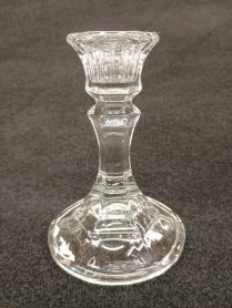 Clear 4-1/2" Glass Hexagon Stem / Top Single Candlestick Holder 