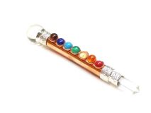 4 1/4" Deluxe Copper Chakra Wand with Gemstones Healing Stick