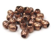 5/16" Rice Copper Plated Brass Beads By The OZ. Apx. 25 Beads