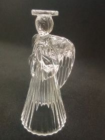 St. George Praying Angel 7-1/8" Crystal Taper Candle Holder With Halo 1995 Era 