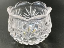 Rose Shape Crystal 3-1/4" Fan / Diamond Pattern Candy Dish Votive Bowl