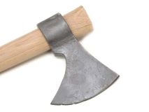 USED SB Mountain Man Style Throwing Tomahawk Steel Axe Blade Head With Hickory Handle #03