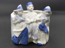 Vintage Delft Blue 3-1/2" Dutch Trio Blue White Planter Pencil Holder 1926-1941 Era