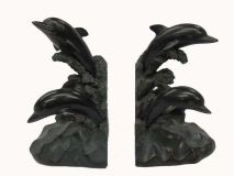 Black Dolphin Bookends 7-1/4" Set