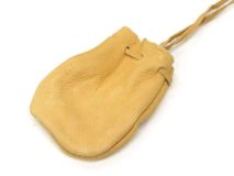 Light Tan 3" x 2 1/2 Drawstring Leather Medicine Bag Necklace USA made DP13